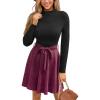 imageCUPSHE Womens Fall Dresses Long Sleeves Round Neck Casual Outfits A Line Work Belted Vacation Mini SundressBurgundy