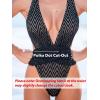 imageCUPSHE One Piece Swimsuit for Women Bathing Suit Cut Out Cross Back Tie Deep V Neck Ruched High CutBlackStripe