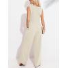 imageCUPSHE Summer Maxi Jumpsuit Round Neck Sleeveless Wide Leg One Piece Fall Outfit Pockets Fitted Overall Casual Maxi RomperApricot