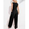 imageCUPSHE Summer Maxi Jumpsuit Round Neck Sleeveless Wide Leg One Piece Fall Outfit Pockets Fitted Overall Casual Maxi RomperBlack