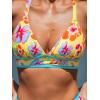 imageCUPSHE Womens Bikini Set High Waisted Two Piece Swimsuit V Neck Color Block Bathing Suit Crisscross Back Self TieLight YellowFloral