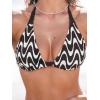 imageCUPSHE Womens Bikini Set Two Piece Swimsuits V Neck Halter Strap Back Hook Bathing Suit Mid Rise Side Tie SwimwearBlackBeige Stripe