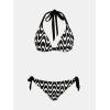 imageCUPSHE Womens Bikini Set Two Piece Swimsuits V Neck Halter Strap Back Hook Bathing Suit Mid Rise Side Tie SwimwearBlackBeige Stripe