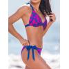 imageCUPSHE Womens Bikini Set Two Piece Swimsuits V Neck Halter Strap Back Hook Bathing Suit Mid Rise Side Tie SwimwearPurpleMagenta Floral
