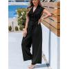 imageCUPSHE Womens Cap Sleeve Jumpsuits Dressy One Piece V Neck Buttons Down Collar Wide Leg Pants JumpsuitBlack