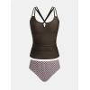 imageCUPSHE Womens Tankini Sets Two Piece Swimsuit Scoop Neck V Cut Double Straps Self Tied Bathing Suit Ruched TummyChocolate BrownWhite Floal