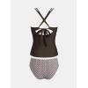 imageCUPSHE Womens Tankini Sets Two Piece Swimsuit Scoop Neck V Cut Double Straps Self Tied Bathing Suit Ruched TummyChocolate BrownWhite Floal