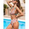 imageCUPSHE Womens Two Piece Bikini Sets High Waisted V Neck Bathing Suits Stitching Back Self Tie Wide Adjustable StrapsBlueRed Floral