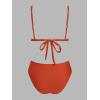 imageCUPSHE Womens Two Piece Bikini Sets High Waisted V Neck Bathing Suits Stitching Back Self Tie Wide Adjustable StrapsRustOrange Floral