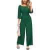 imageCUPSHE Womens One Piece Jumpsuits Dressy 34 Sleeve Square Neck Overalls Wide Leg Pants Rompers Vacation OutfitsGreen