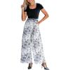 imageCUPSHE Womens Short Sleeve Jumpsuits Dressy One Piece Elastic Waist Printed Wide Leg Pants JumpsuitBlack
