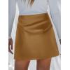 imageCUPSHE Skirts Women Faux Leather Mini Skirt Slit High Waist Bodycon Skort Wrap Notched Hem Casual VacationBrown