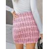imageCUPSHE Women Mini Plaid Skirts Tweed High Waist Bodycon Pencil Hem Fall Winter Dressy Outfits ShortsPink