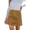 imageCUPSHE Skirts Women Faux Leather Mini Skirt Slit High Waist Bodycon Skort Wrap Notched Hem Casual VacationBrown