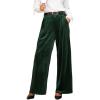 imageCUPSHE Velvet Pants for Women Wide Leg Dressy Velour Palazzo Work Pants with PocketsGreen