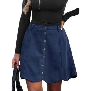 imageCUPSHE Skirt Women Button Front Mini Skirts Aline Shorts Casual VacationNavy Blue