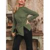 imageCUPSHE Womens Long Sleeve Fitted TShirt Mock Neck Casual Commuter Tops Side Slit Asymmetric Hem Solid ShirtGreen