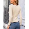 imageCUPSHE Womens Sweetheart Neckline Top Color Block Long Sleeve T Shirts Ribbed Knit Tee TopsBeige