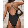 imageCUPSHE Women Swimsuit One Piece Bathing Suit Deep V Neck Crisscross Back Adjustable StrapGreenBlack