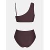 imageCUPSHE Womens Bikini Sets Two Piece Swimsuit High Waisted Drawstring Asymmetrical Neck Shirred Bathing SuitsBrick Brown