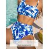 imageCUPSHE Womens Bikini Sets Two Piece Swimsuit High Waisted Drawstring Asymmetrical Neck Shirred Bathing SuitsWhiteBlue Tropical
