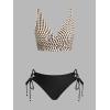 imageCUPSHE Womens Bikini Swimsuit Front Cross Lace Up Two Piece Bathing SuitBlackBeige Geo