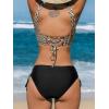 imageCUPSHE Womens Bikini Swimsuit Front Cross Lace Up Two Piece Bathing SuitBlackBeige Geo