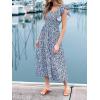 imageCUPSHE Womens Summer Dress Square Neck Striped Smocked Dress Ruffled Cap Sleeves Dress A Line Maxi Formal DressBlue Floral
