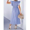 imageCUPSHE Womens Summer Dress Square Neck Striped Smocked Dress Ruffled Cap Sleeves Dress A Line Maxi Formal DressBlue Striped