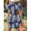 imageCUPSHE Womens Swimsuit Coverup Dress Short Sleeve Casual Summer Printed Beach Cover Ups SundressBlue