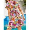 imageCUPSHE Womens Swimsuit Coverup Dress Short Sleeve Casual Summer Printed Beach Cover Ups SundressColorful Floral