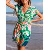 imageCUPSHE Womens Swimsuit Coverup Dress Short Sleeve Casual Summer Printed Beach Cover Ups SundressGreen Tropical