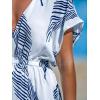 imageCUPSHE Womens Swimsuit Coverup Dress Short Sleeve Casual Summer Printed Beach Cover Ups SundressNavy Leaf