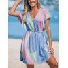 imageCUPSHE Womens Swimsuit Coverup Dress Short Sleeve Casual Summer Printed Beach Cover Ups SundressTie Dye