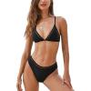 imageCUPSHE Womens Bikini Sets Two Piece Swimsuit Triangle Tops V Neck Crisscross Back Self Tie Mid RiseBlack