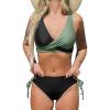 imageCUPSHE Womens Bikini Swimsuit Front Cross Lace Up Two Piece Bathing SuitBlackDark Green