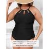 imageCUPSHE Plus Size One Piece Swimsuit for Women High Neck Cutout Bathing Suit Self Tie Curvy Slimming SwimwearBlack