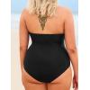 imageCUPSHE Plus Size Womens One Piece Swimsuit Plunging V Neck Mesh Swimwear Adjustable Self Tie Bathing SuitBlackAbstract