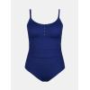 imageCUPSHE Plus Size Womens One Piece Swimsuit Scoop Neck Buttons Back Hook Hollow Swimwear Adjustable Straps Bathing SuitNavy Blue