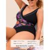 imageCUPSHE Plus Size Womens One Piece Swimsuit Surplice V Neck Swimwear Adjustable Straps Bathing SuitBlackFloral