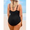 imageCUPSHE Plus Size Womens One Piece Swimsuit Surplice V Neck Swimwear Adjustable Straps Bathing SuitBlackFloral