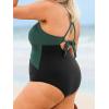 imageCUPSHE Plus Size Womens One Piece Swimsuit Surplice V Neck Swimwear Wrapped Adjustable Self Tie Bathing SuitBlackDark Green