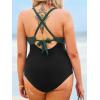 imageCUPSHE Plus Size Womens One Piece Swimsuit Surplice V Neck Swimwear Wrapped Adjustable Self Tie Bathing SuitBlackDark Green