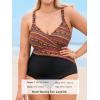 imageCUPSHE Plus Size Womens One Piece Swimsuit Surplice V Neck Swimwear Wrapped Adjustable Self Tie Bathing SuitBlackTribal