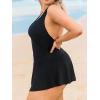 imageCUPSHE Plus Size Womens One Piece Swimsuit V Neck Lace Trim Swim Dress Adjustable Self Tie Bathing SuitBlack