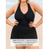 imageCUPSHE Plus Size Womens One Piece Swimsuit V Neck Lace Trim Swim Dress Adjustable Self Tie Bathing SuitBlack