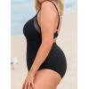 imageCUPSHE Plus Size Womens One Piece Swimsuit V Neck Mesh Swimwear Adjustable Straps Back Hook Bathing SuitBlack