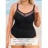 imageCUPSHE Plus Size Womens One Piece Swimsuit V Neck Mesh Swimwear Adjustable Straps Back Hook Bathing SuitBlack
