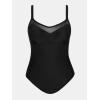 imageCUPSHE Plus Size Womens One Piece Swimsuit V Neck Mesh Swimwear Adjustable Straps Back Hook Bathing SuitBlack