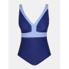 imageCUPSHE Plus Size Womens One Piece Swimsuit V Neck Swimwear Adjustable Straps Color Block Bathing SuitNavy BlueLight Blue